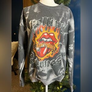 Rolling Stones Tattoo You Bleach Wash Graphic Sweatshirt Size M